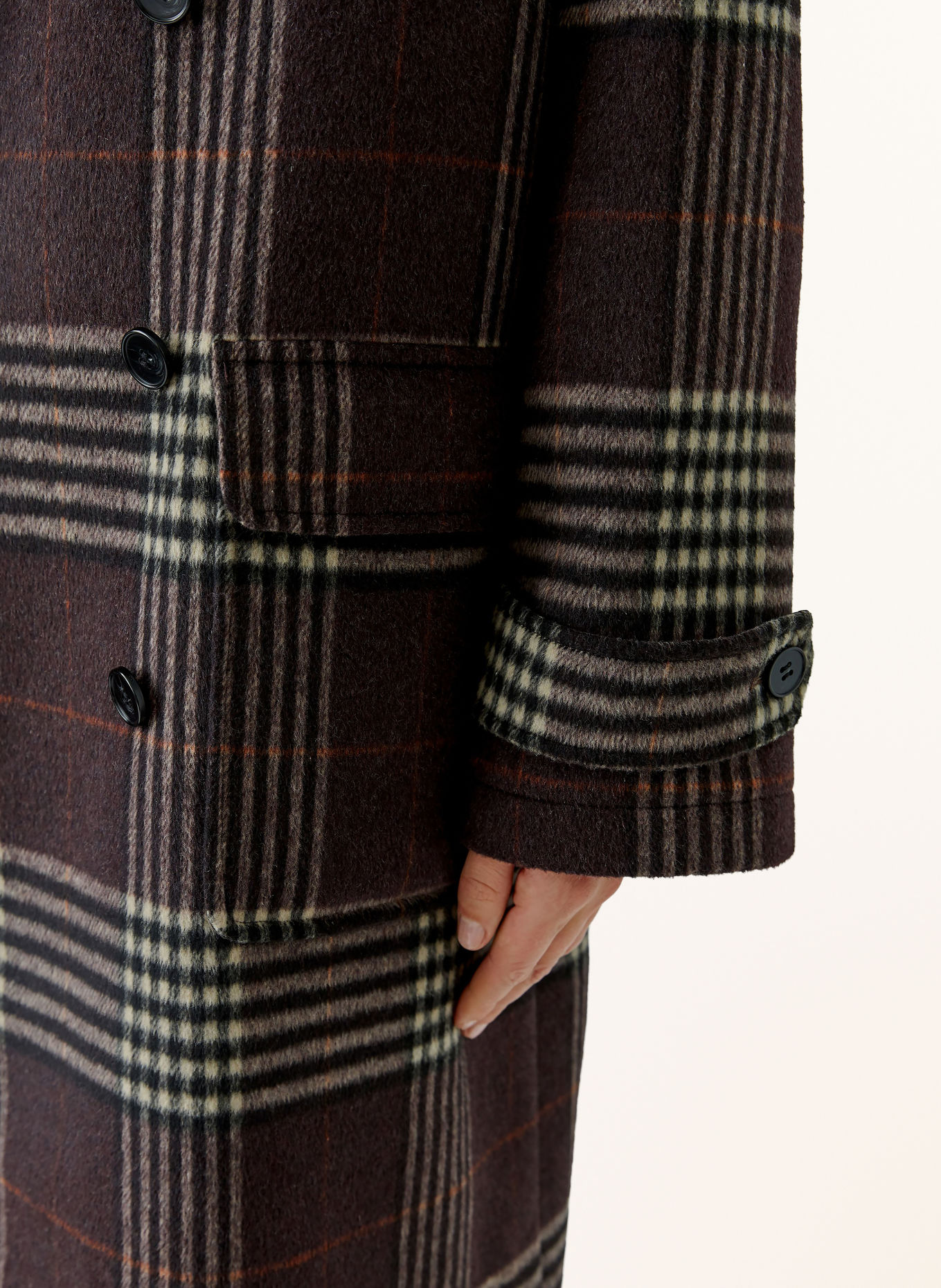 oui Coat: DARK BROWN / BEIGE / RED
