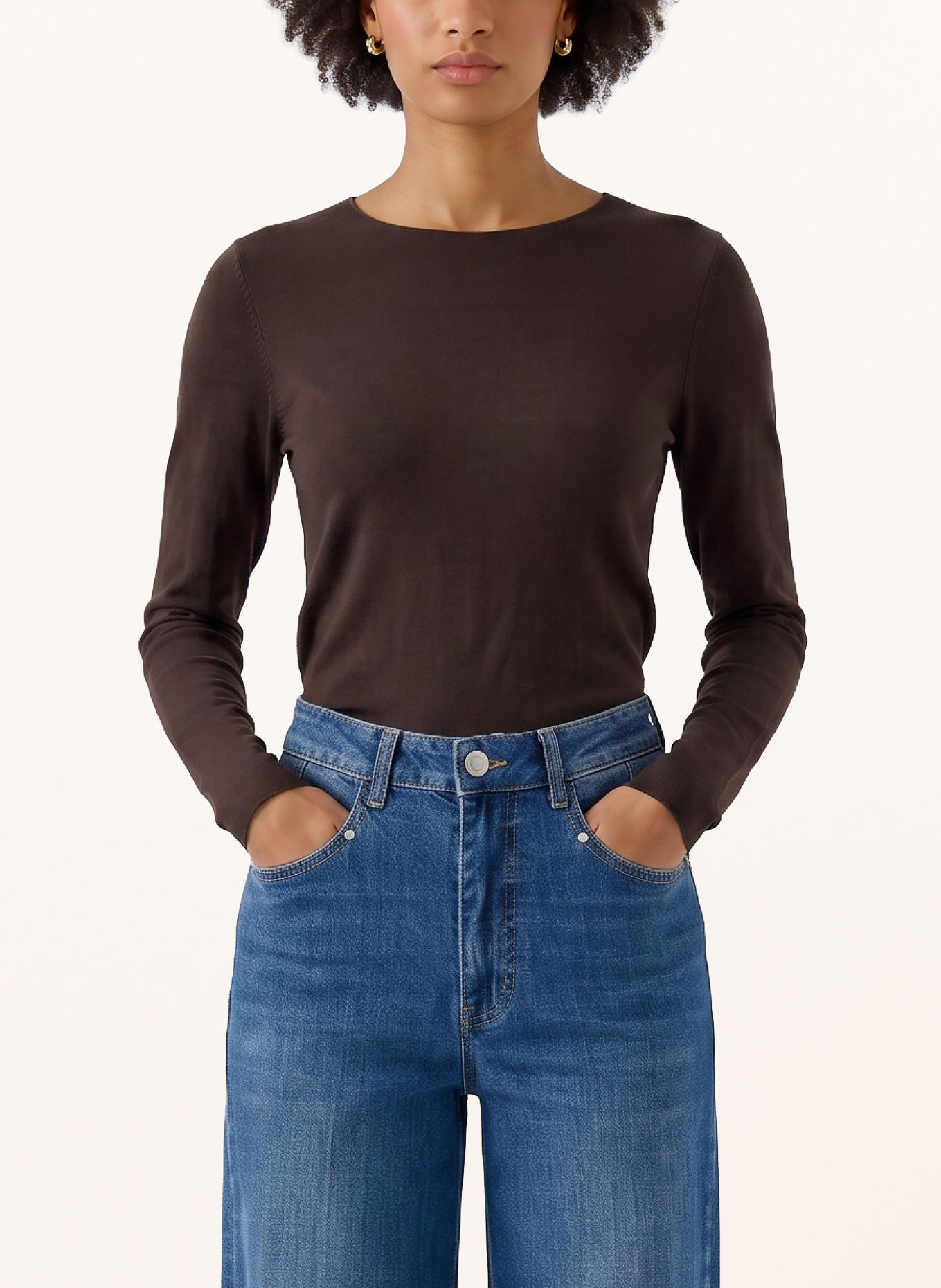 Oui Longsleeve: MARRON FONCÉ