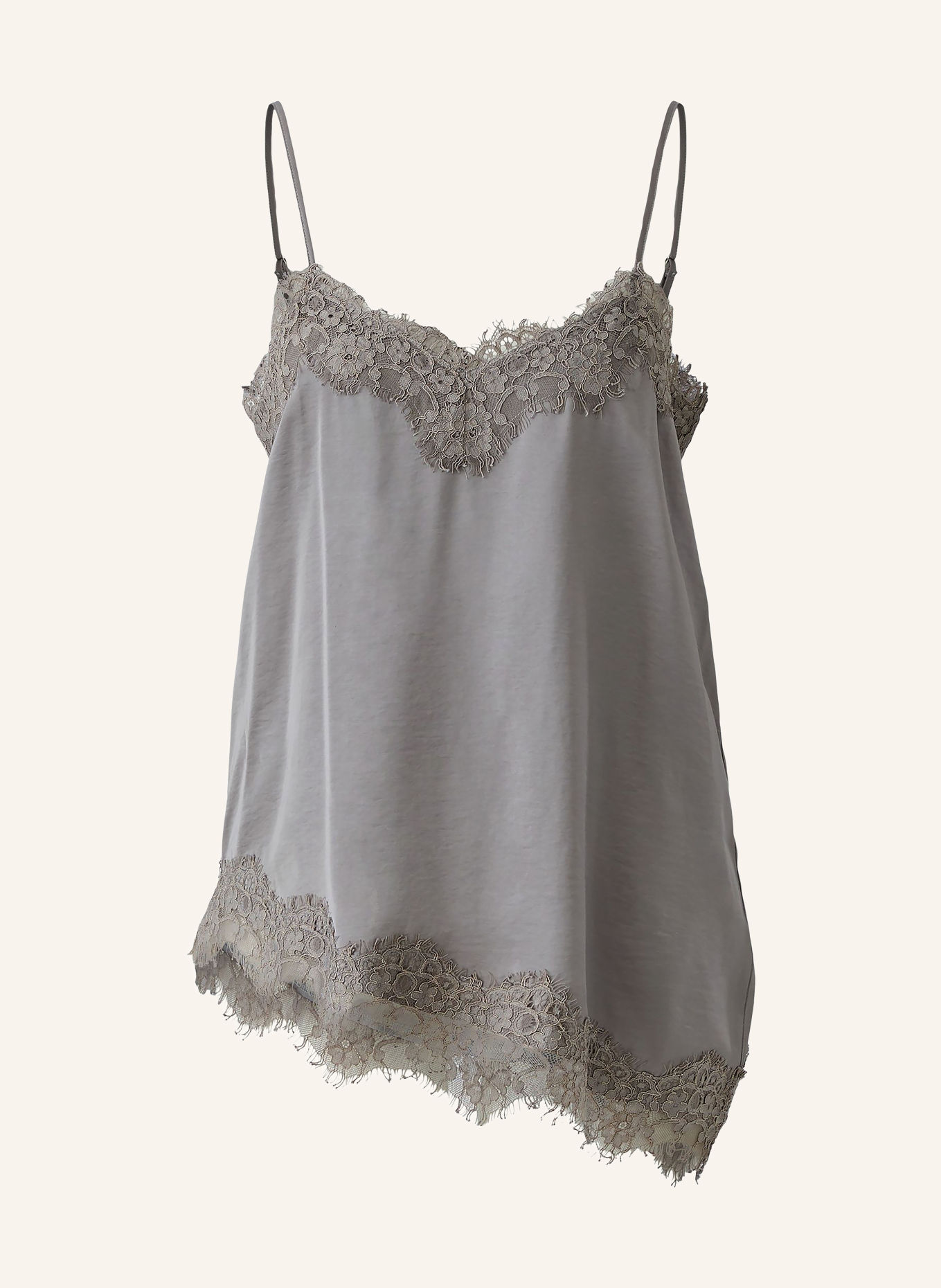 Oui Satintop mit Spitze: GRAU