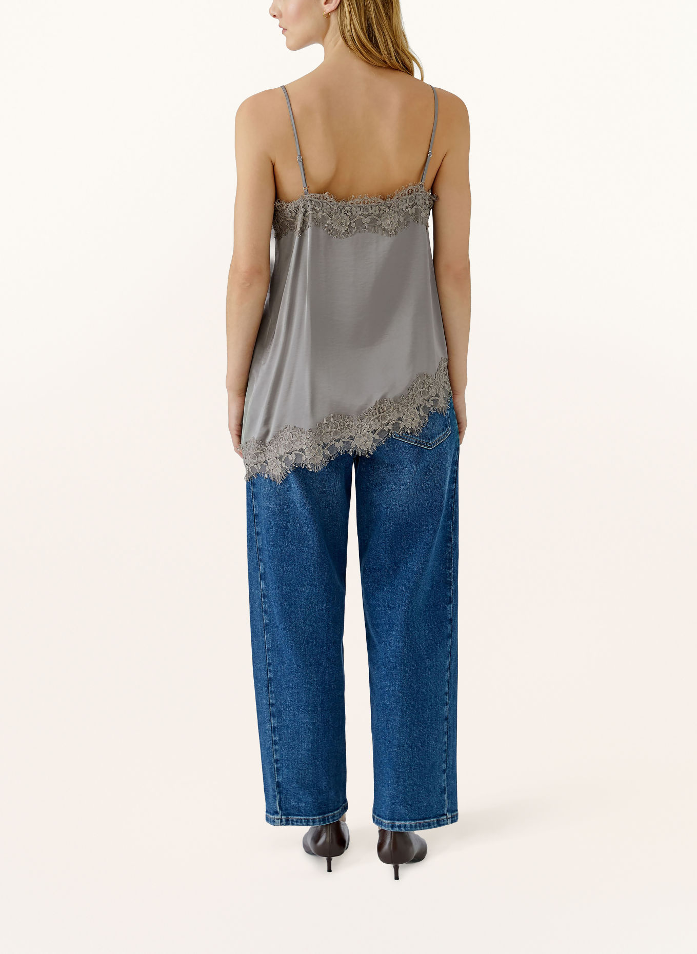 Oui Satintop mit Spitze: GRAU