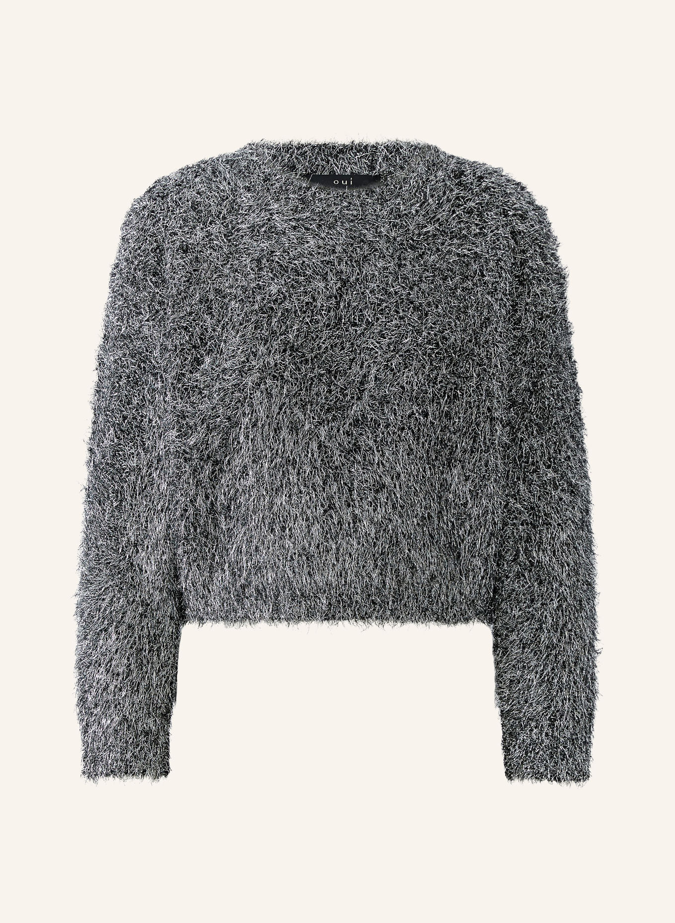 Oui Sweater with glitter yarn: GRAY / SILVER