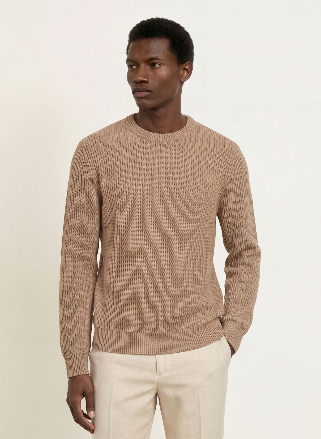 BOSS Trui FIOCCHETTO: TAUPE