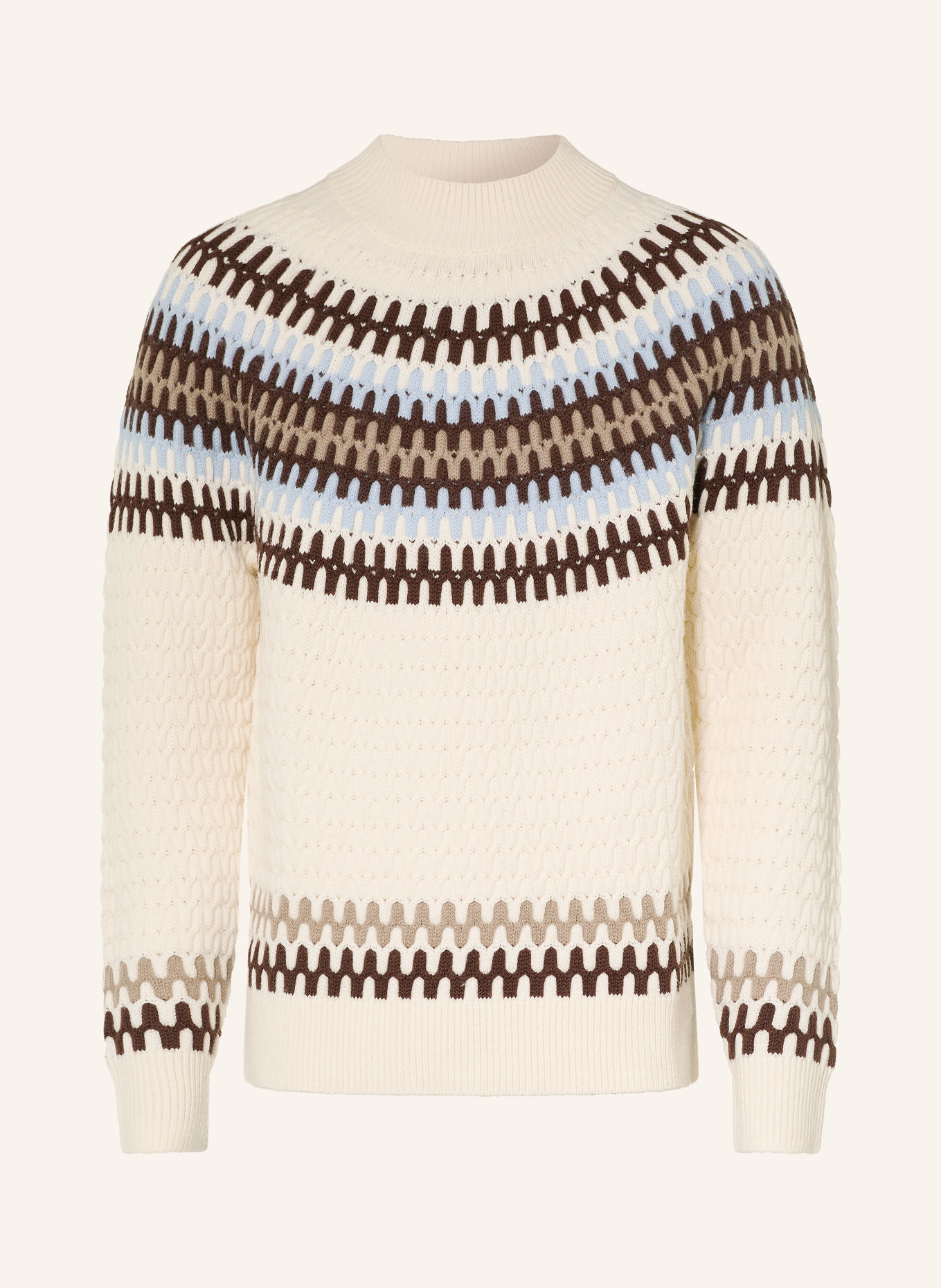 BOSS Pullover FIOTTO: WEISS / DUNKELBRAUN / HELLBLAU