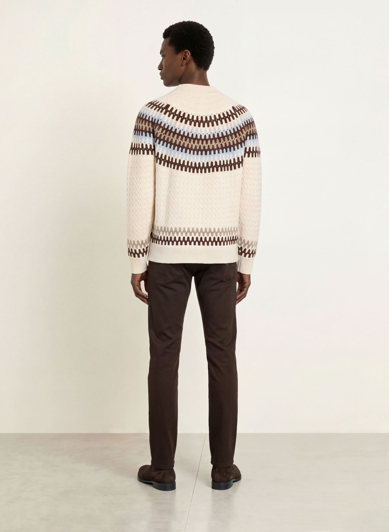 BOSS Pullover FIOTTO: WEISS / DUNKELBRAUN / HELLBLAU