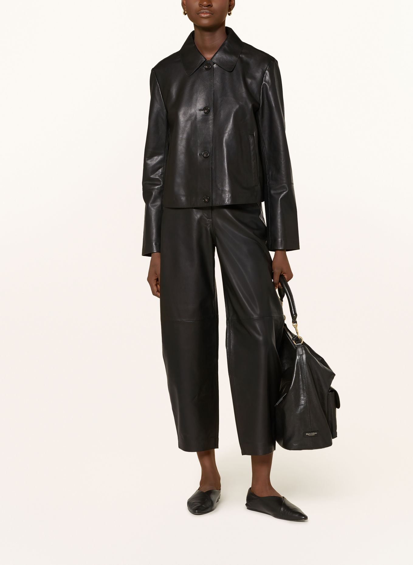 Marc O'Polo Leather Overshirt: BLACK