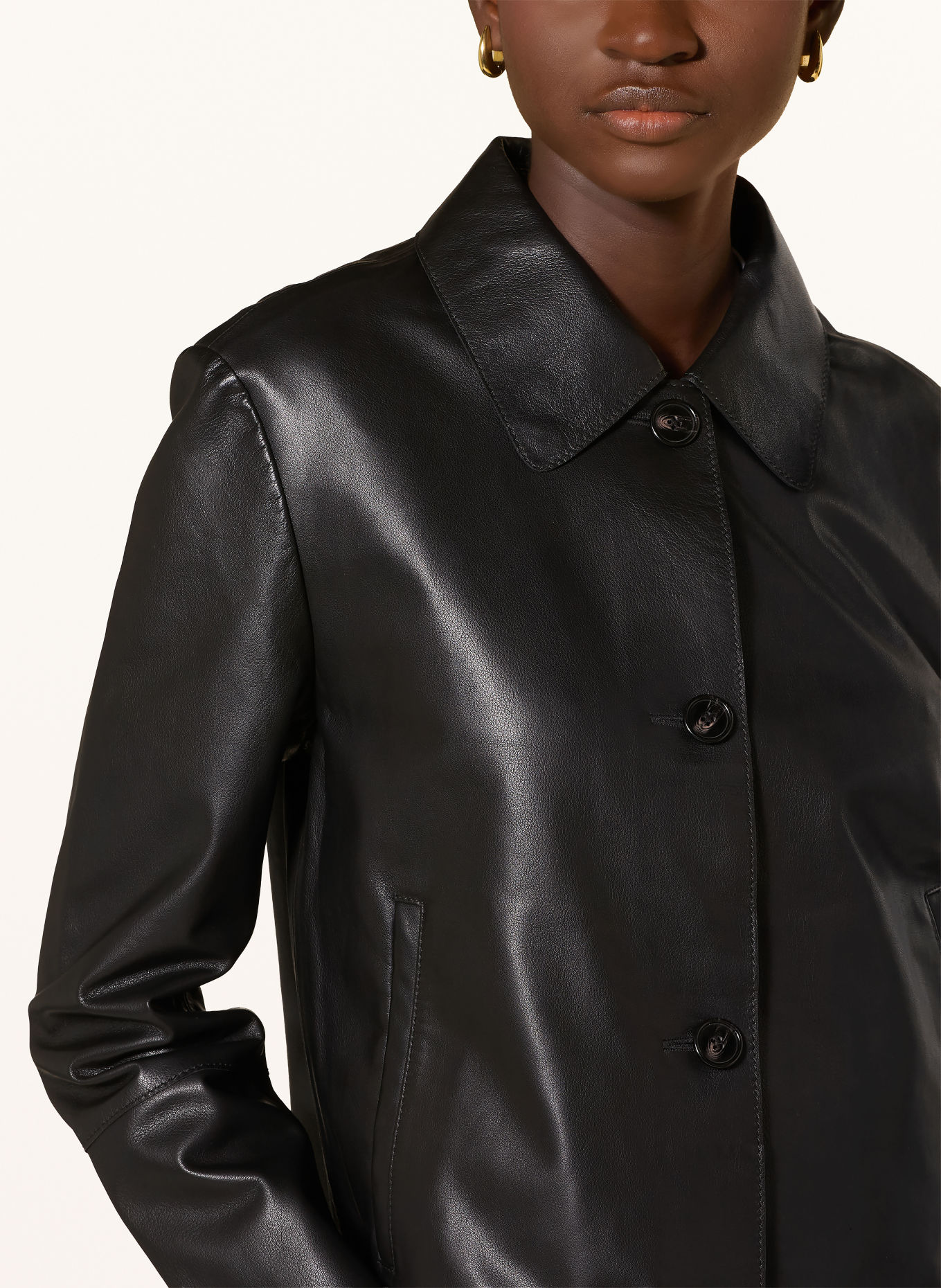 Marc O'Polo Leather Overshirt: BLACK