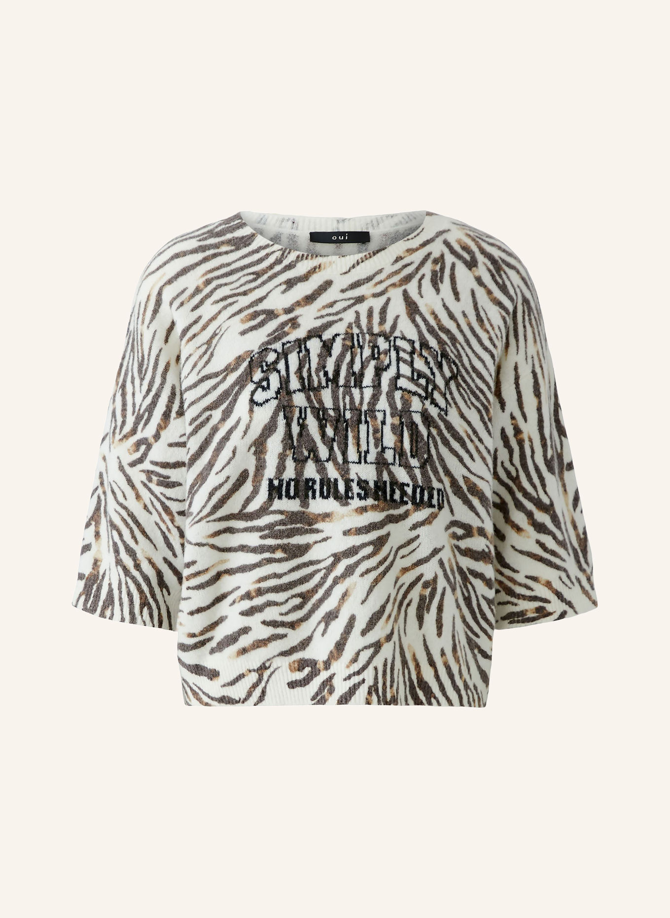 Oui Knit shirt: WHITE / BROWN / BLACK