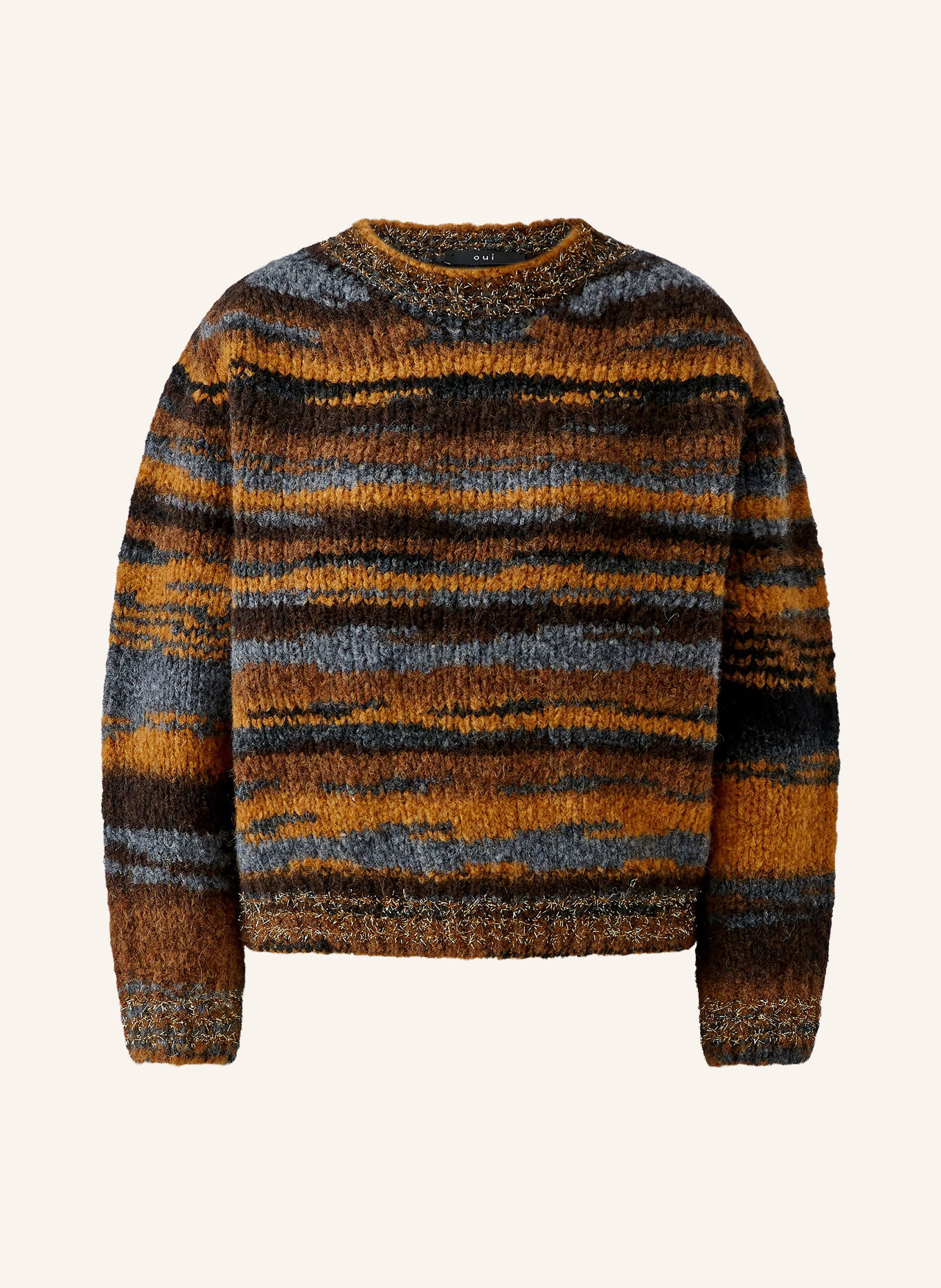 Oui Pull en fil pailleté: COGNAC / GRIS / NOIR