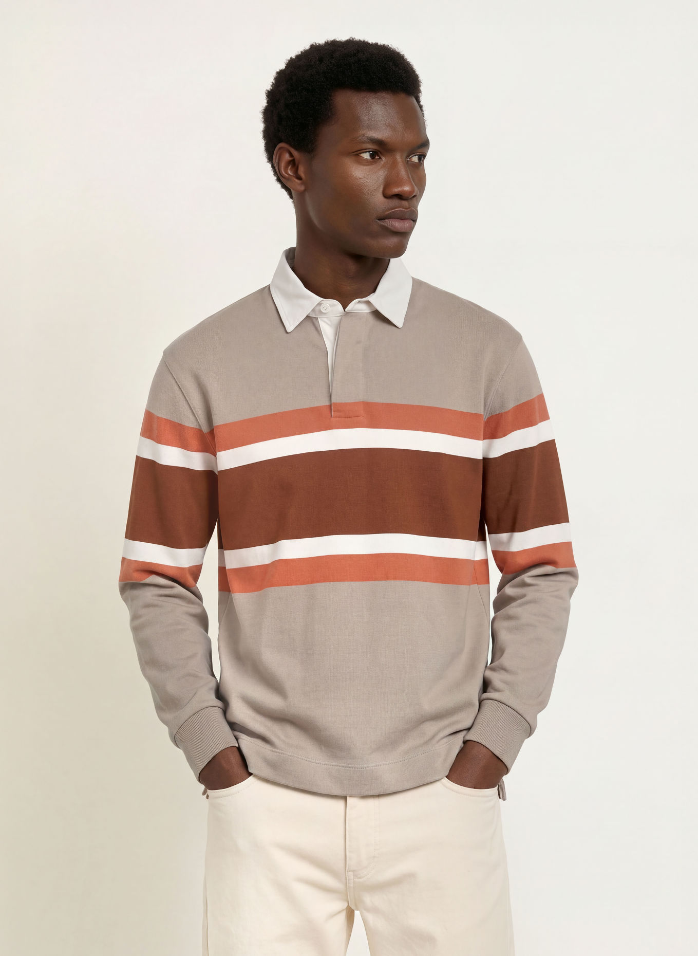 BOSS Sweat-Poloshirt SAARINEN: BRUIN / TAUPE / WIT