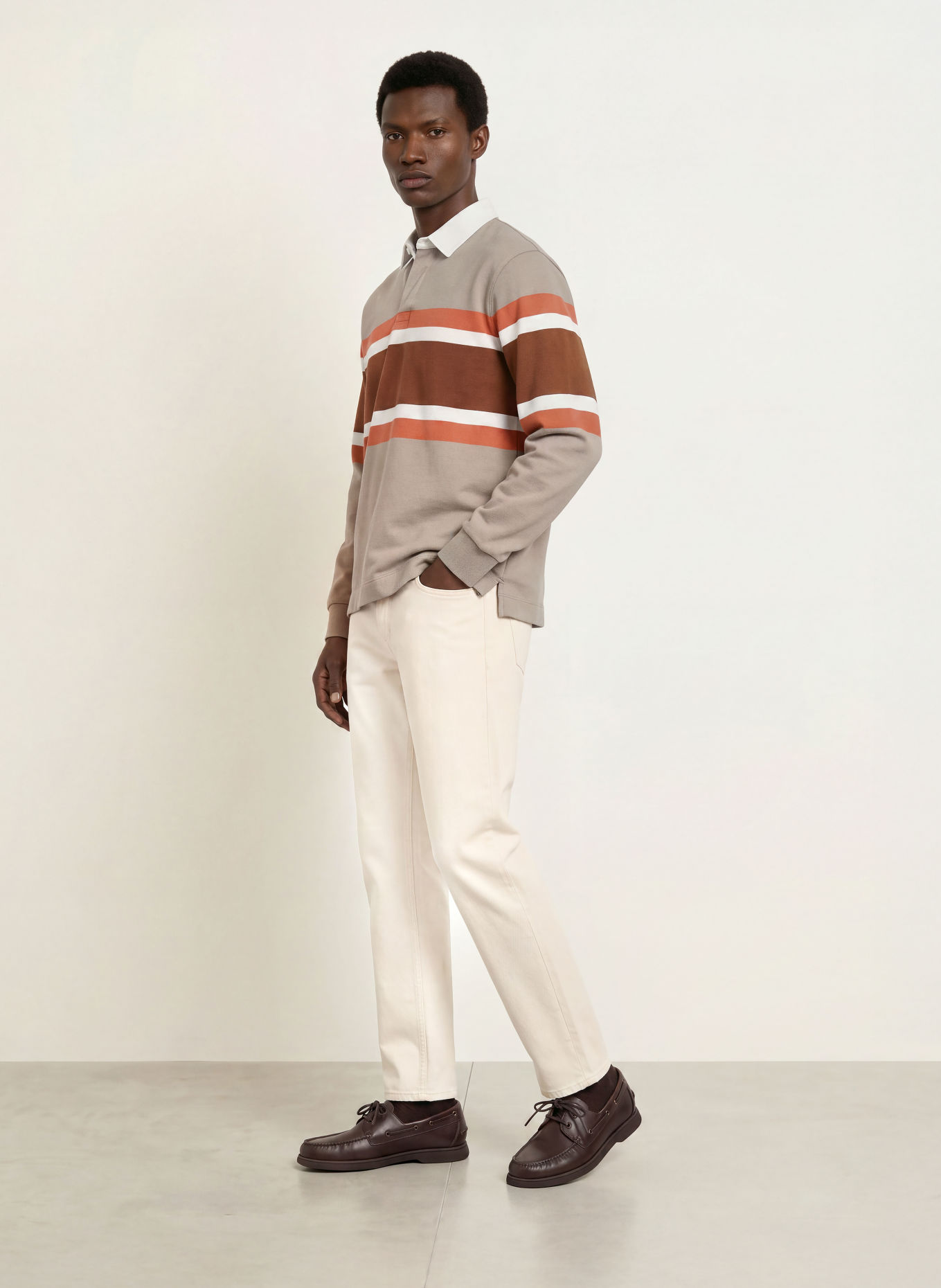 BOSS Sweat-Poloshirt SAARINEN: BRUIN / TAUPE / WIT