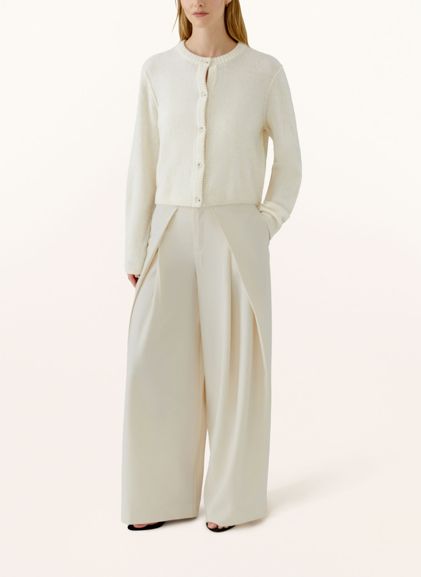 Oui Wide-leg trousers: CREAM