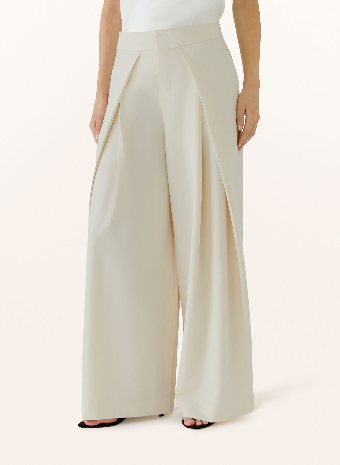 Oui Wide-leg trousers: CREAM
