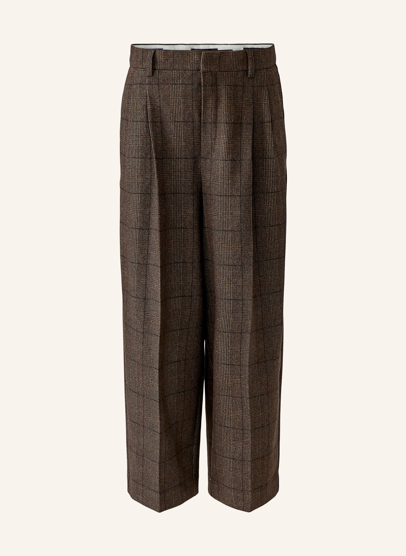 Oui 7/8 kalhoty z flanelu: TMAVĚ HNĚDÁ / HNĚDÁ