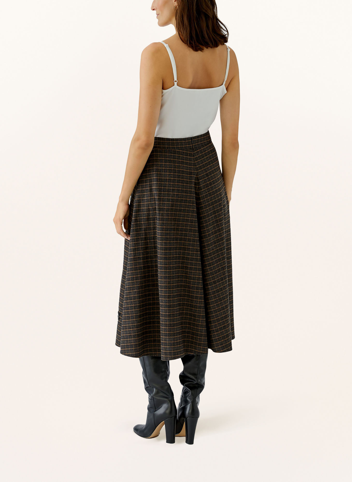 Oui Sequin skirt: DARK GRAY / BROWN / GRAY