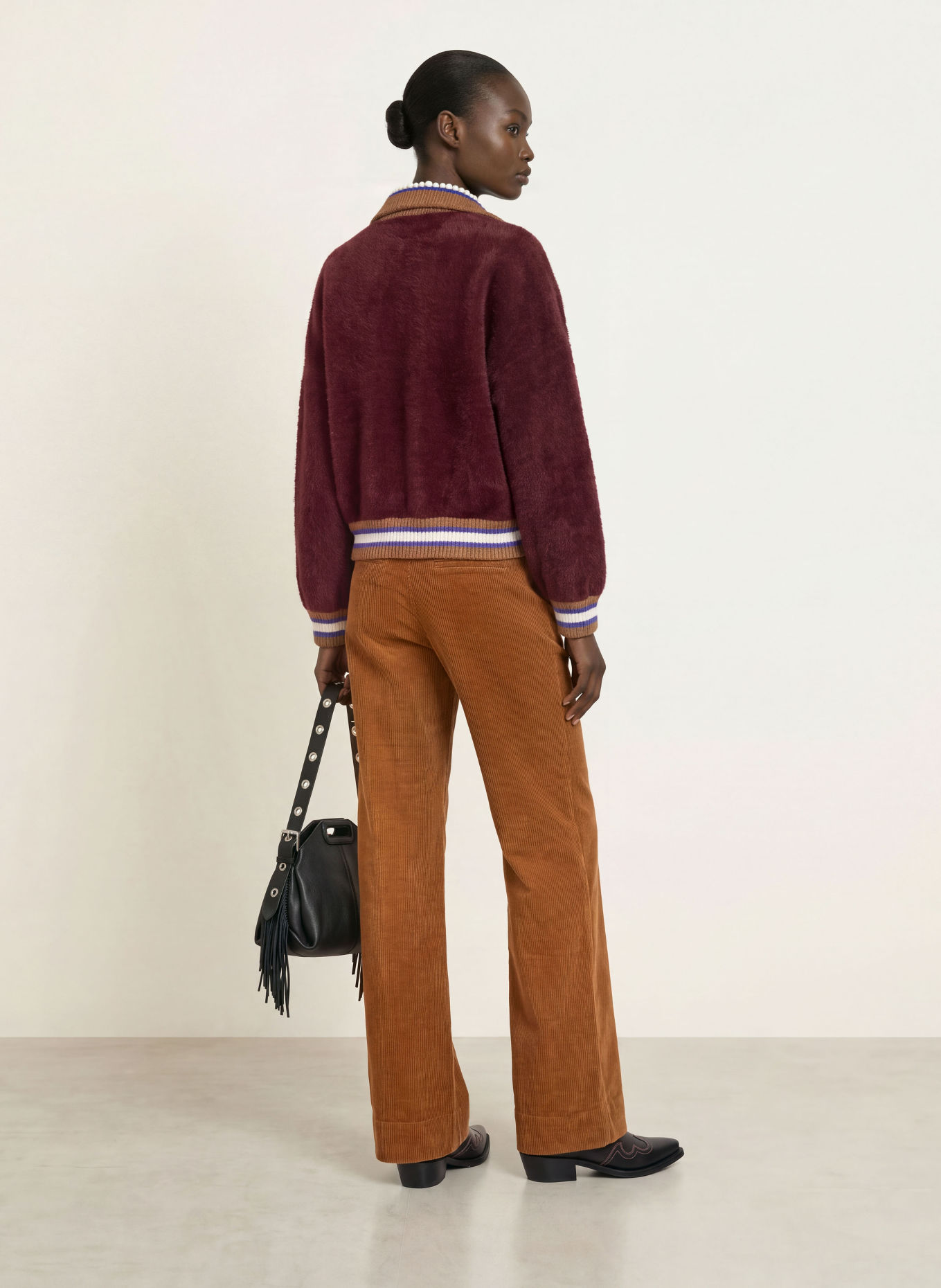 ESSENTIEL ANTWERP Cardigan KAMORE cu perle decorative: ROȘU ÎNCHIS / CONIAC / ALBASTRU