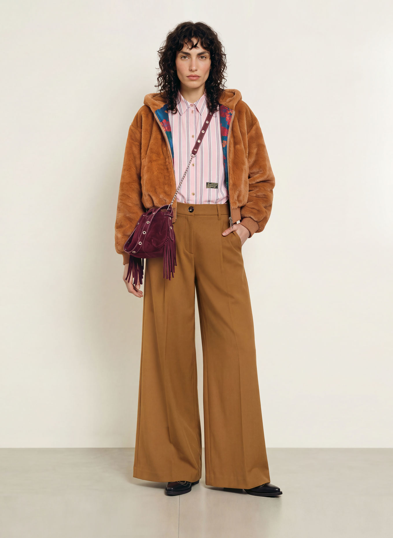 ESSENTIEL ANTWERP Pantalon palazzo COLLECTION: COGNAC