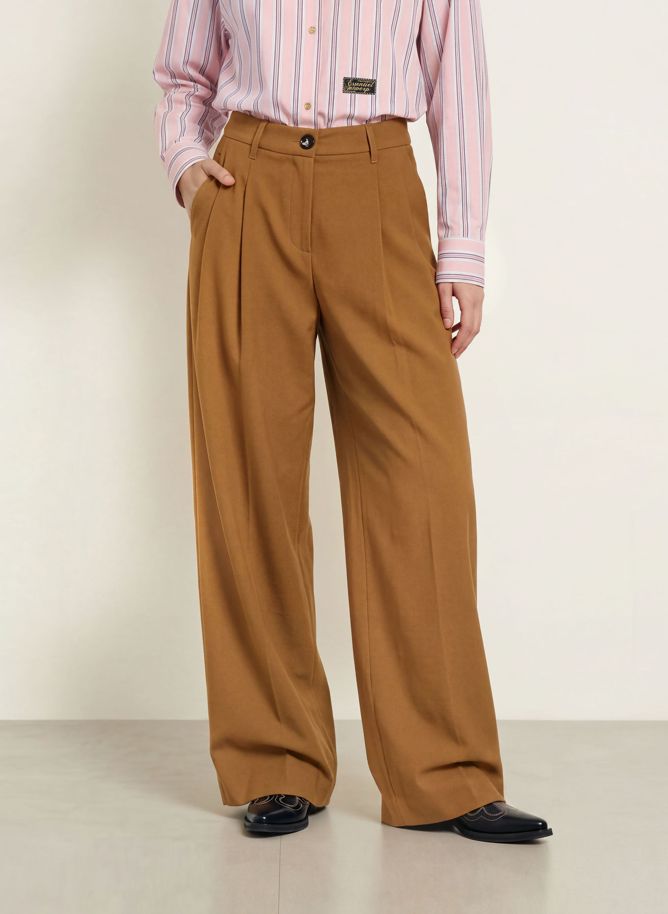 ESSENTIEL ANTWERP Pantalon palazzo COLLECTION: COGNAC
