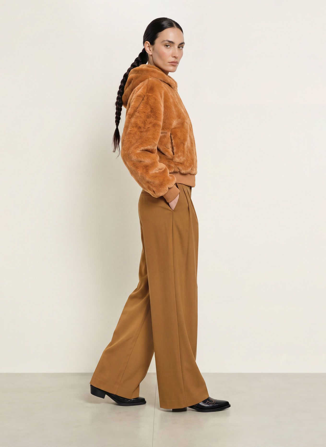 ESSENTIEL ANTWERP Kunstfell-Jacke KICO zum Wenden: BRAUN / PETROL