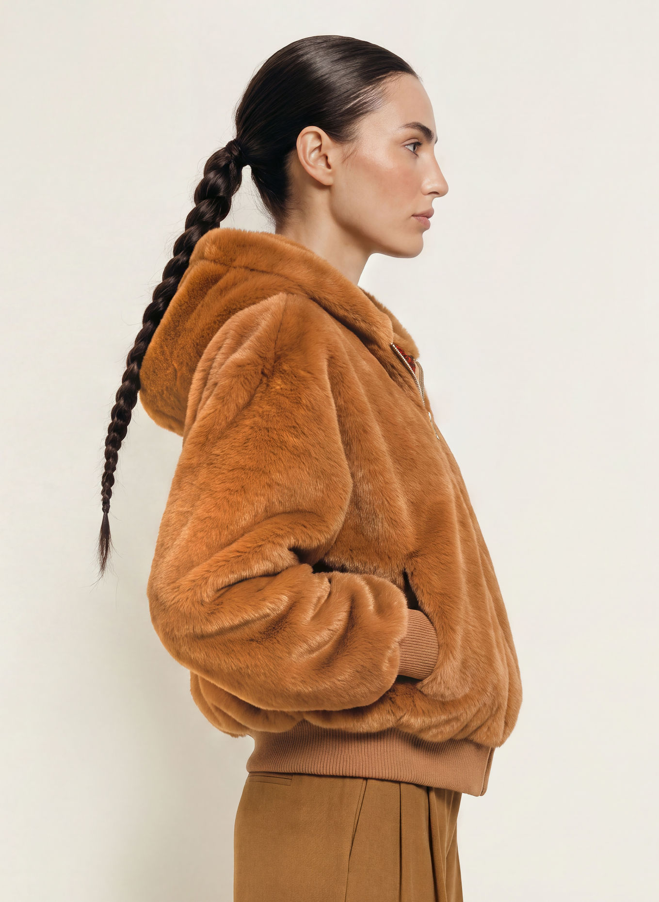 ESSENTIEL ANTWERP Kunstfell-Jacke KICO zum Wenden: BRAUN / PETROL