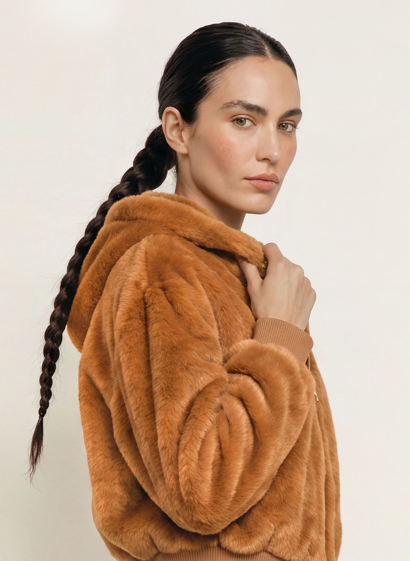 ESSENTIEL ANTWERP Kunstfell-Jacke KICO zum Wenden: BRAUN / PETROL