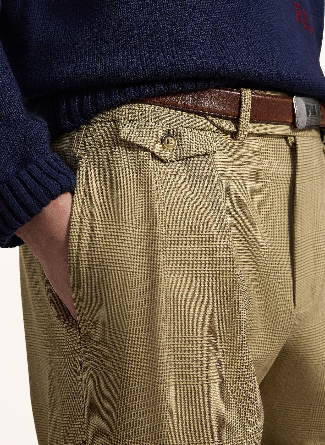 RLX RALPH LAUREN Spodnie golfowe: BEŻOWY / CIEMNOBRĄZOWY