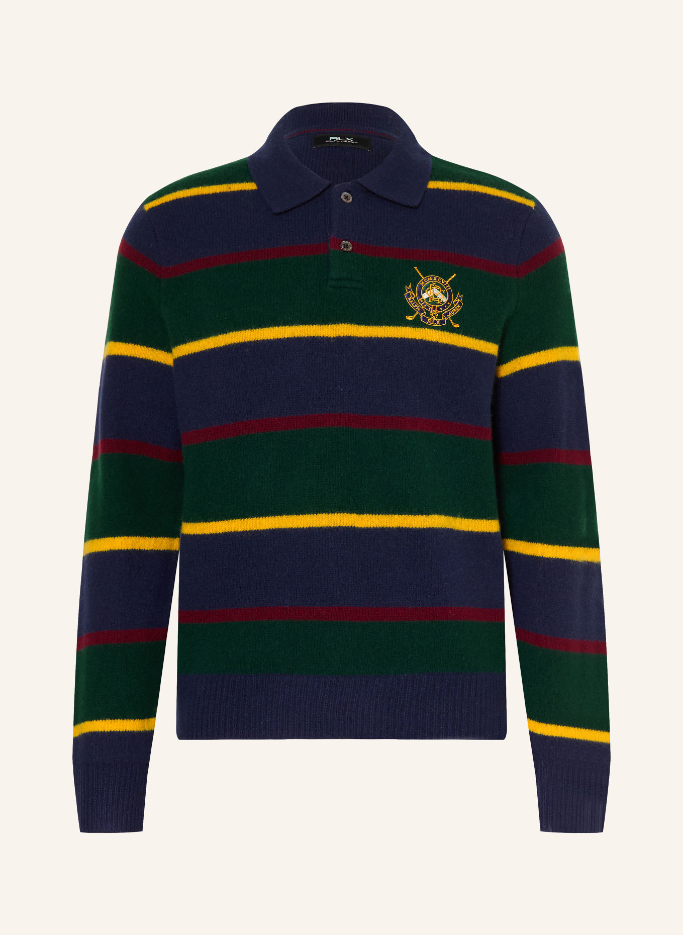 RLX RALPH LAUREN Gebreid poloshirt: DONKERBLAUW / GEEL / DONKERGROEN