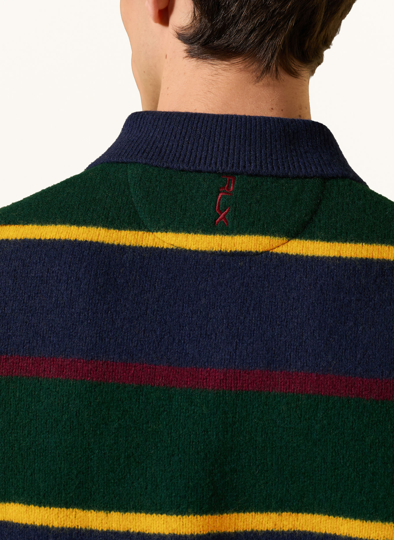 RLX RALPH LAUREN Gebreid poloshirt: DONKERBLAUW / GEEL / DONKERGROEN