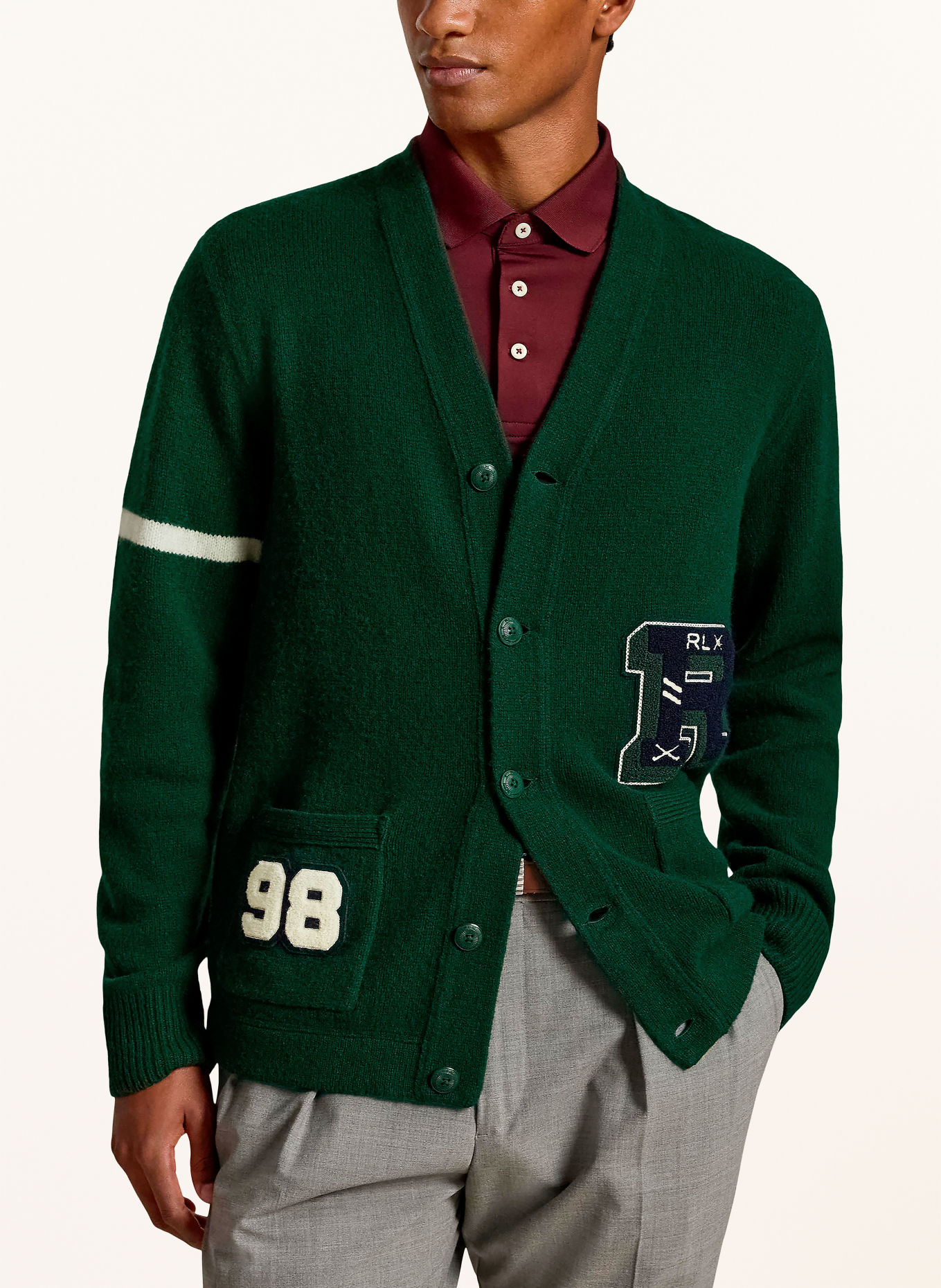 RLX RALPH LAUREN Kardigan: CIEMNOZIELONY / GRANATOWY / BIAŁY