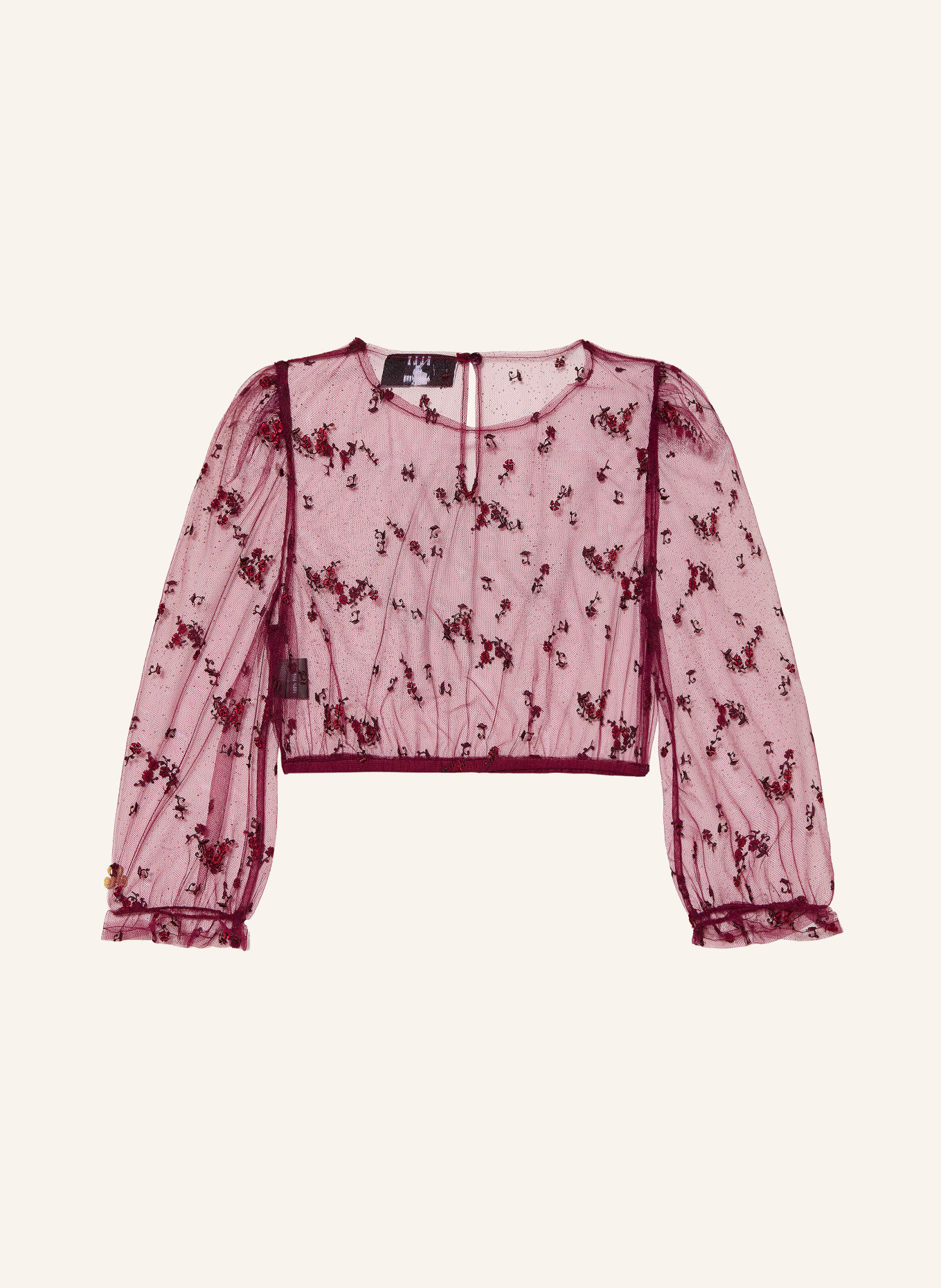 AlpenHERZ Blouse Dirndl ELLE en maille, manches 3/4: ROUGE FONCÉ / ROUGE