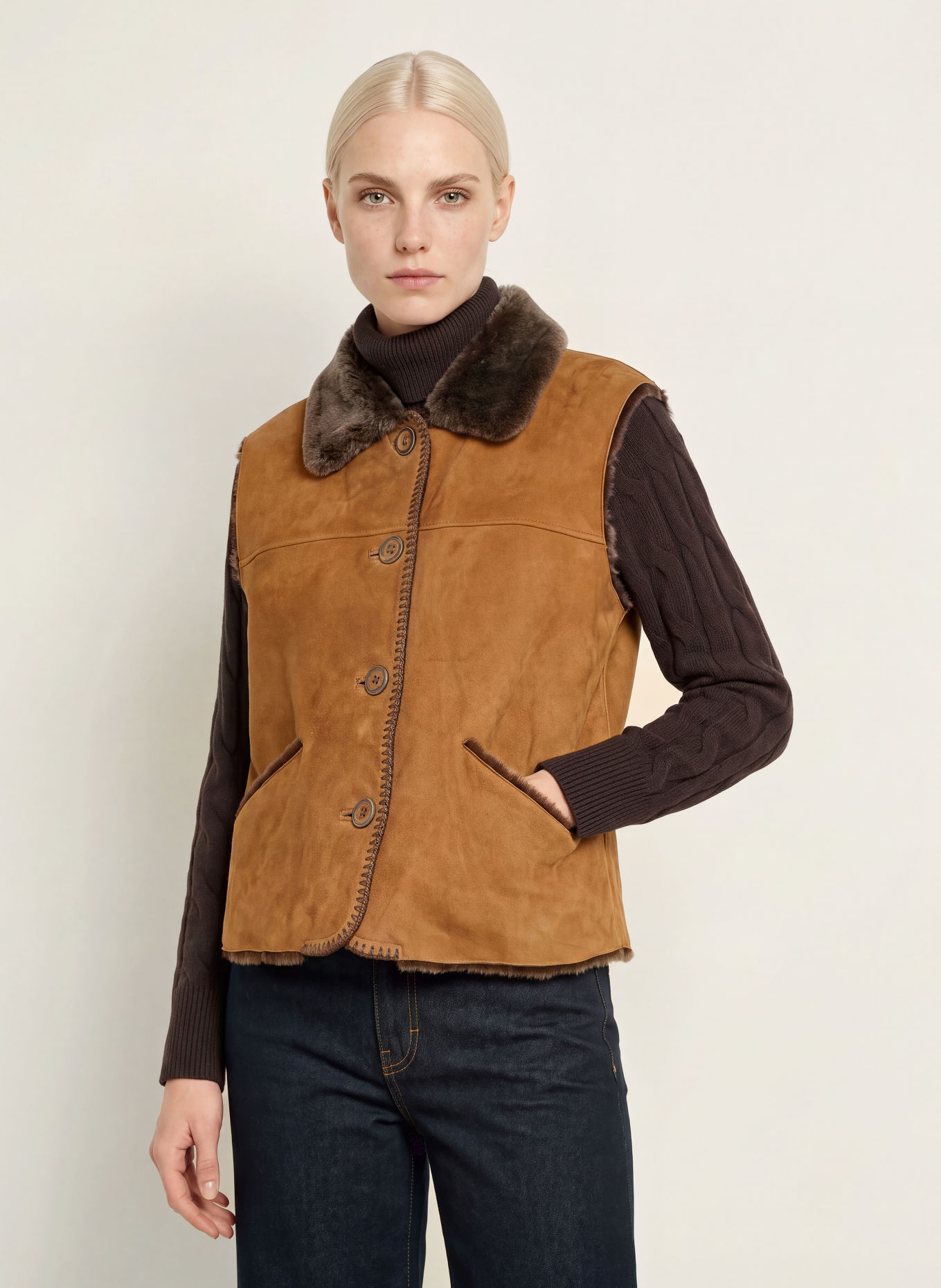 MEINDL Vestă din piele LITTLE NELL: CAMEL