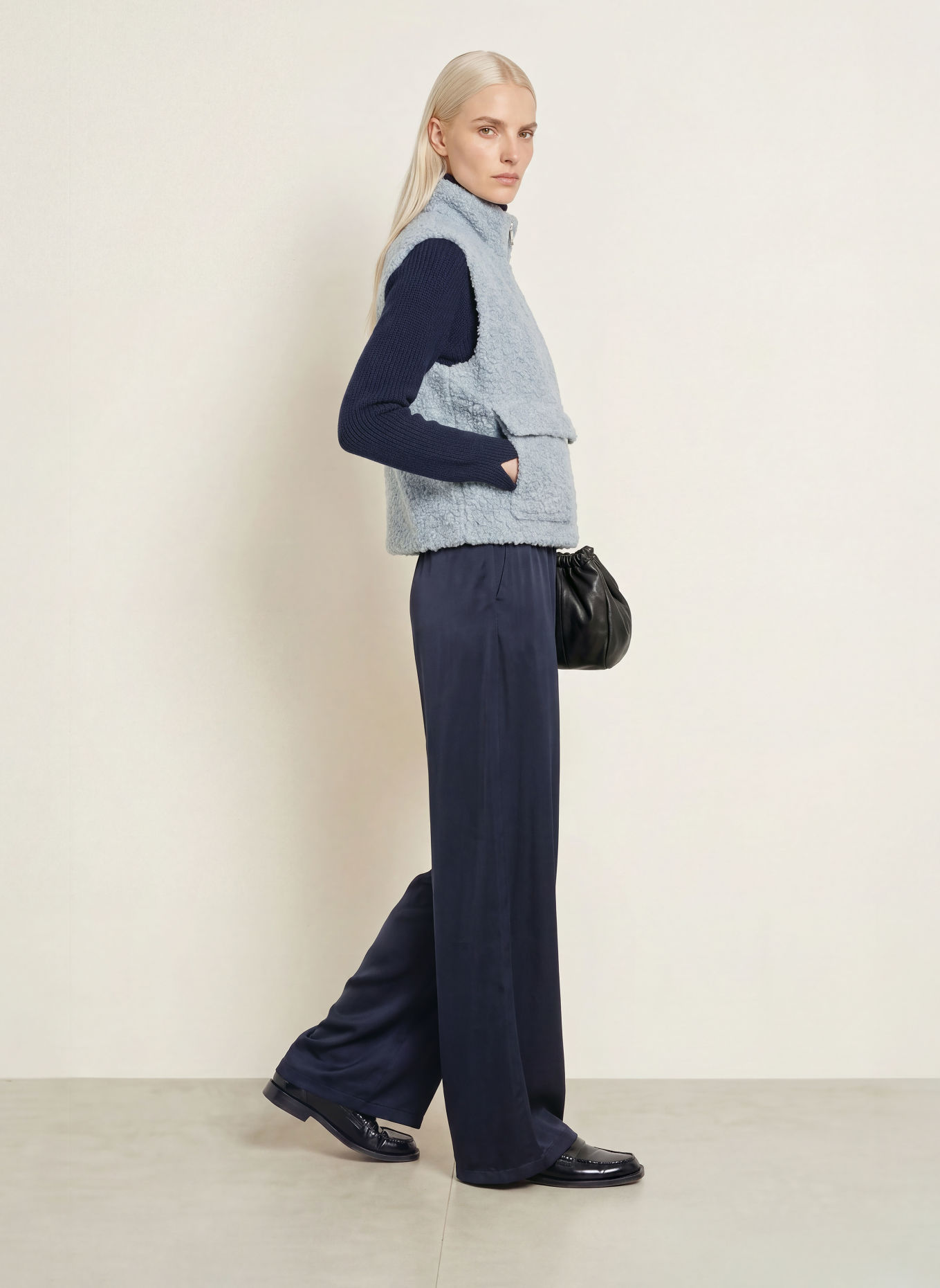 monari Bodywarmer van imitatiebont: BLAUWGRIJS