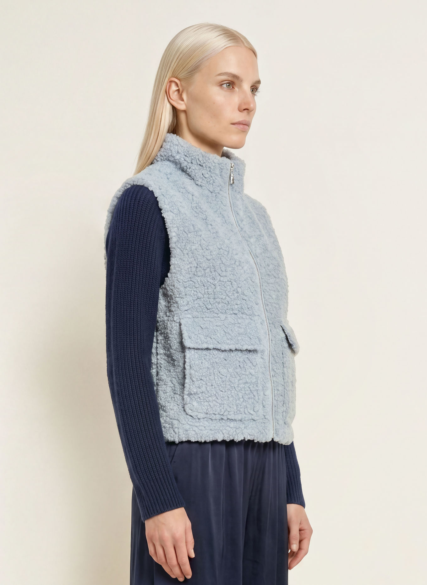 monari Bodywarmer van imitatiebont: BLAUWGRIJS