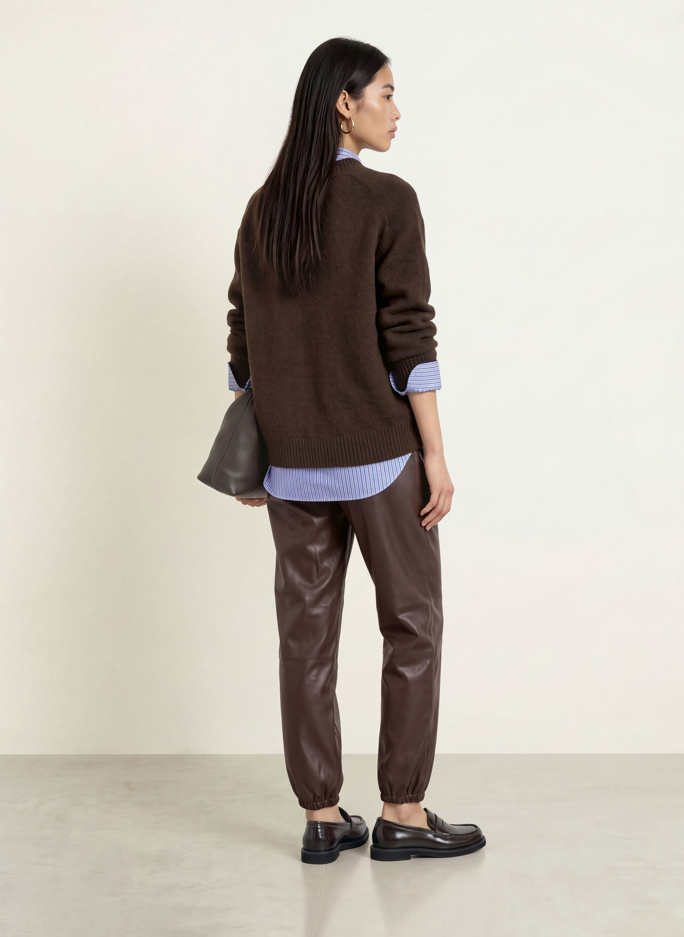 Buena Vista Pantalon 7/8 effet cuir: MARRON FONCÉ