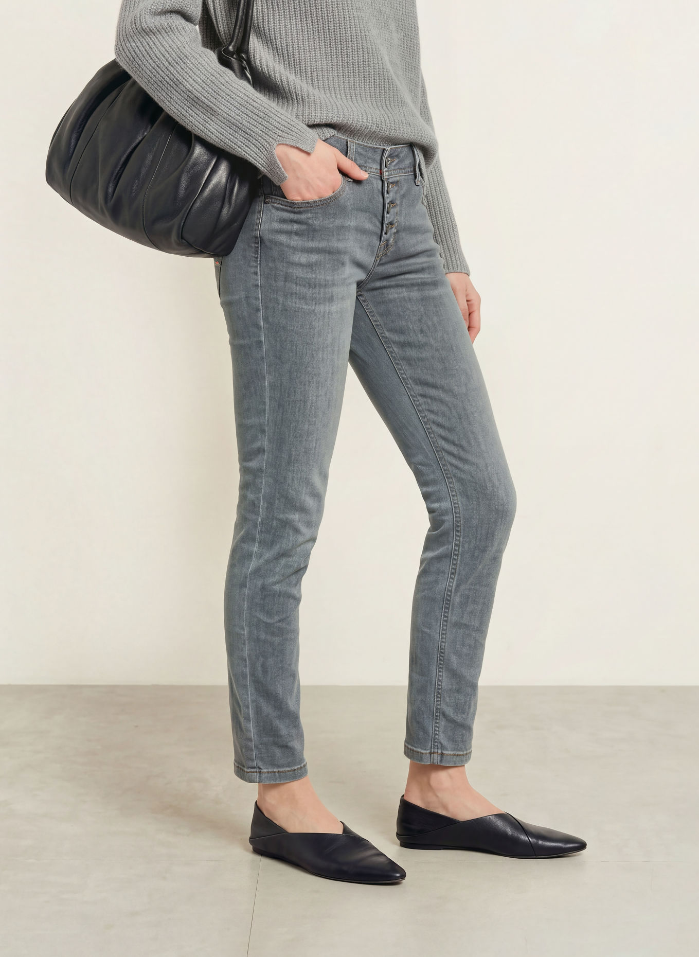 Buena Vista Skinny Jeans MALIBU CROPPED: 8970 anthracite denim