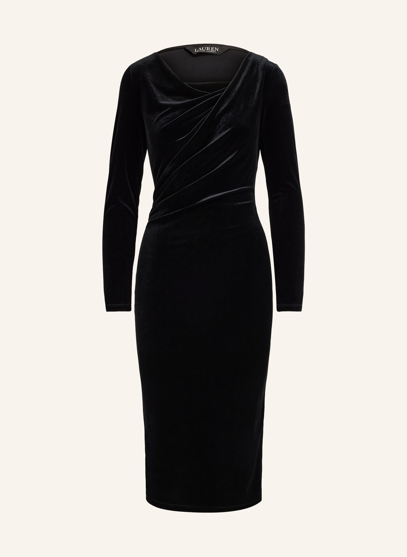 LAUREN RALPH LAUREN Sammetklänning: SVART