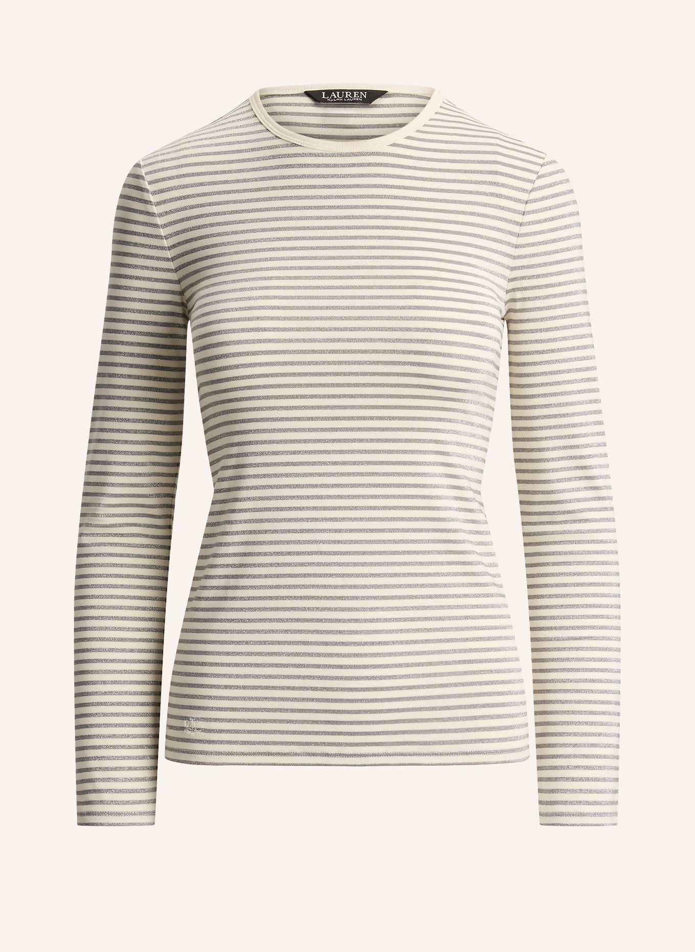 LAUREN RALPH LAUREN Longsleeve met lange mouwen en glitterstof: ECRU / ZILVER