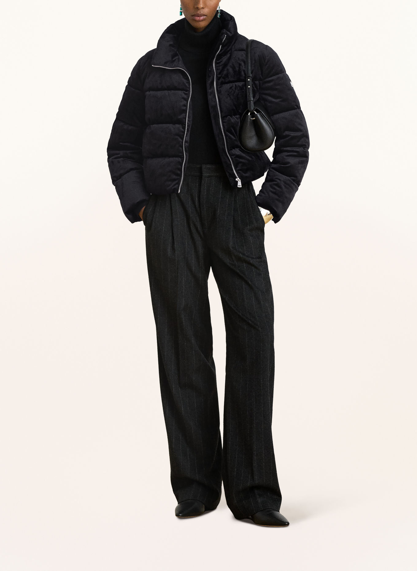 LAUREN RALPH LAUREN Veste matelassée en velours: NOIR