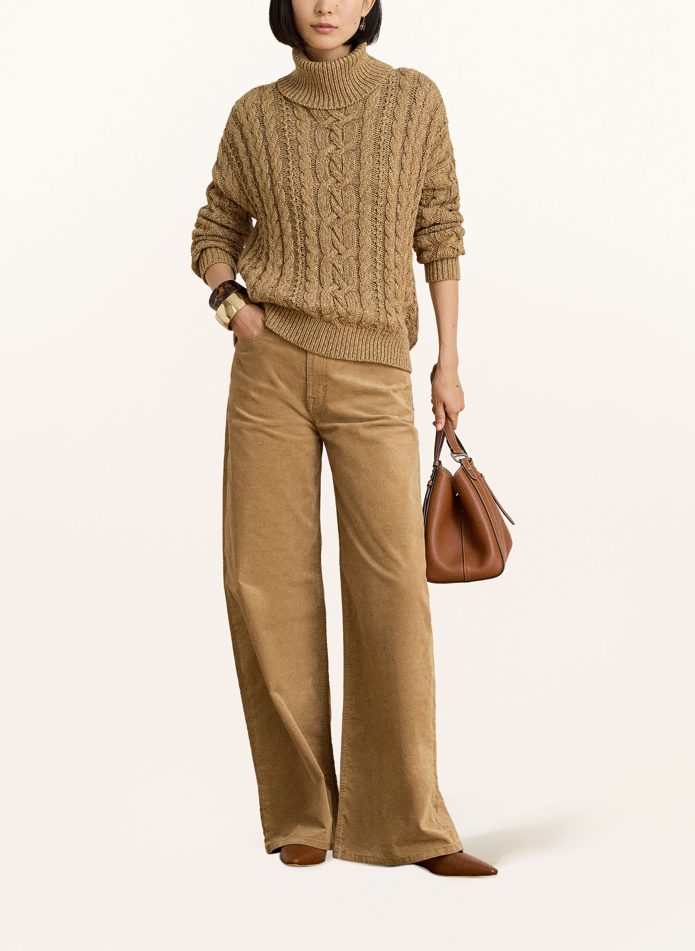 LAUREN RALPH LAUREN Marlenehose aus Cord: CAMEL