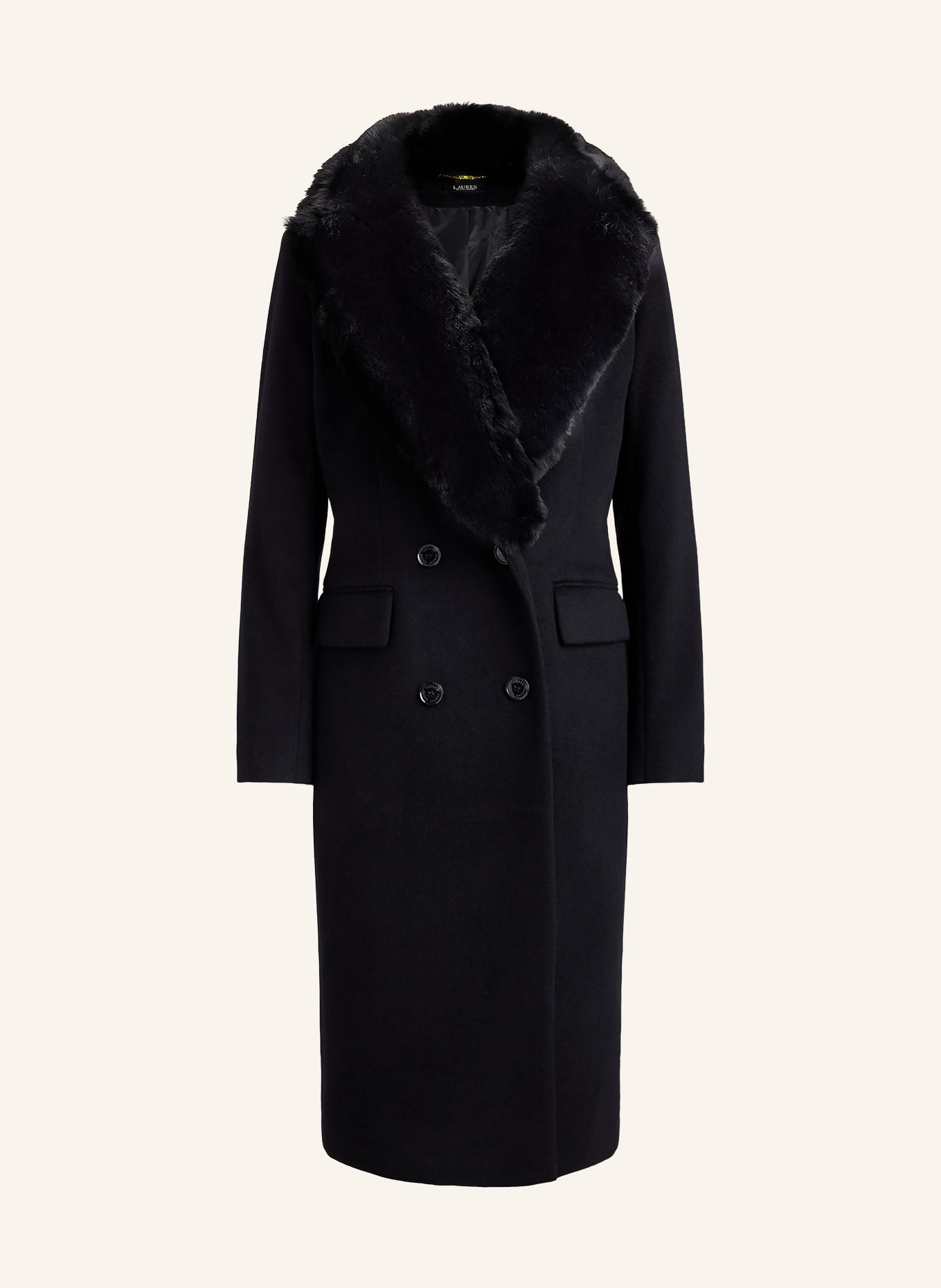 LAUREN RALPH LAUREN Płaszcz z sztucznym futrem: CZARNY