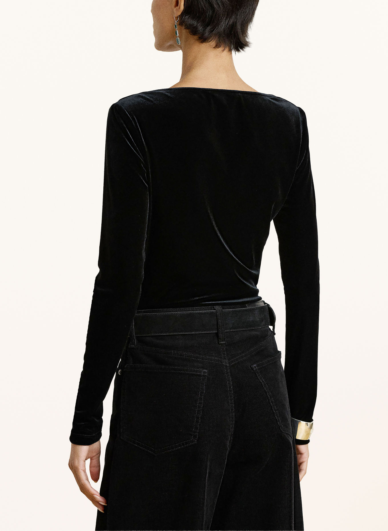 LAUREN RALPH LAUREN Longsleeve van fluweel: ZWART