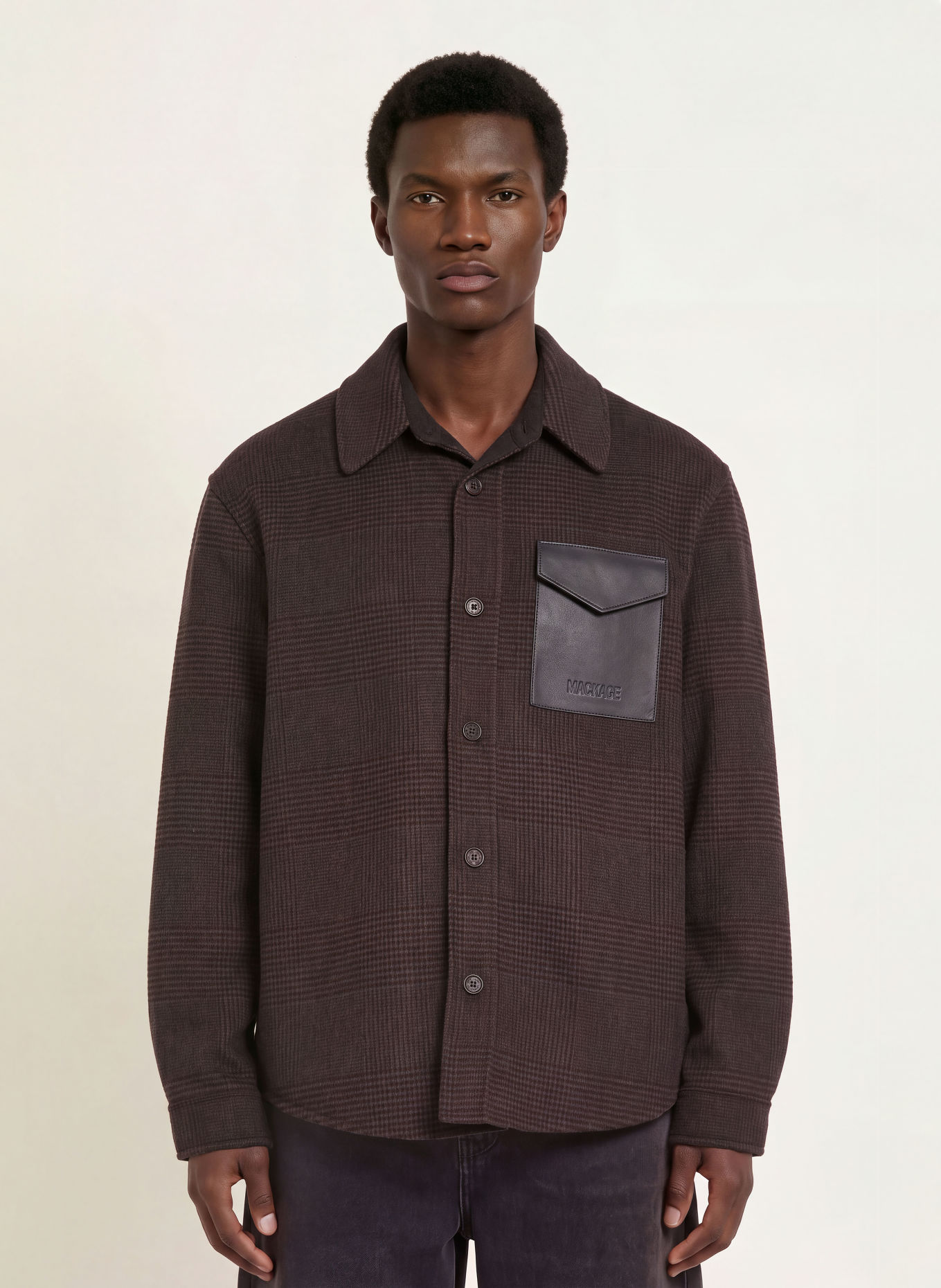 Mackage Overjacket EMMANUEL-PL: BRUIN / DONKERGRIJS / DONKERBLAUW