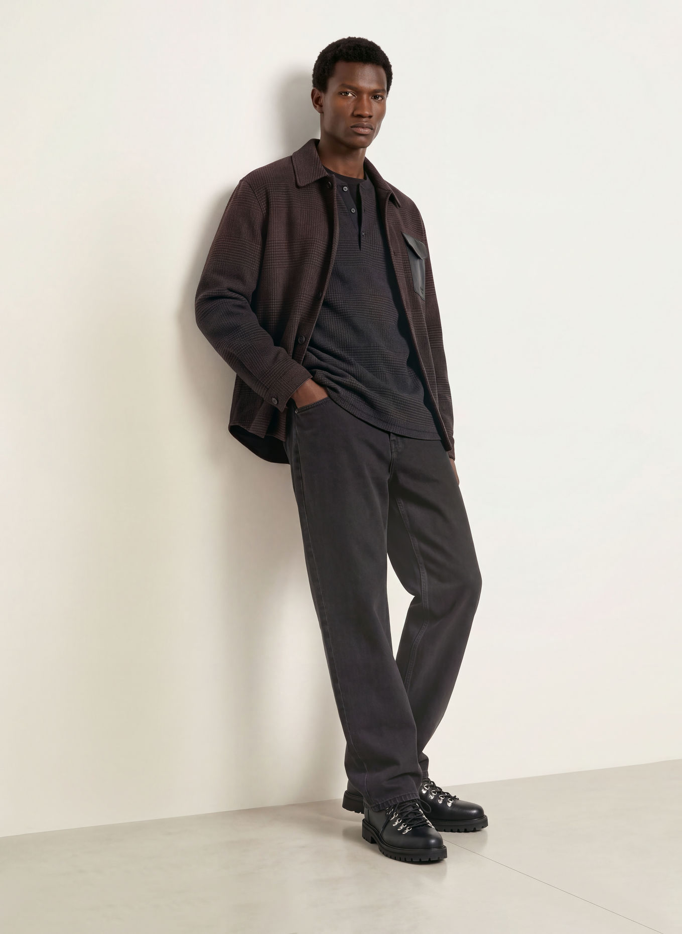 Mackage Overjacket EMMANUEL-PL: BRUIN / DONKERGRIJS / DONKERBLAUW