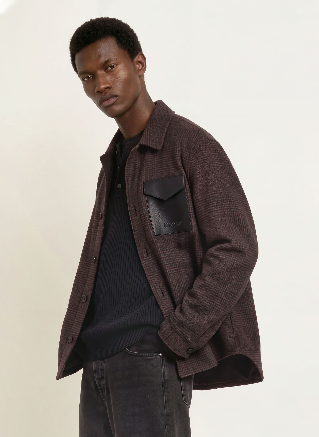 Mackage Overjacket EMMANUEL-PL: BRUIN / DONKERGRIJS / DONKERBLAUW