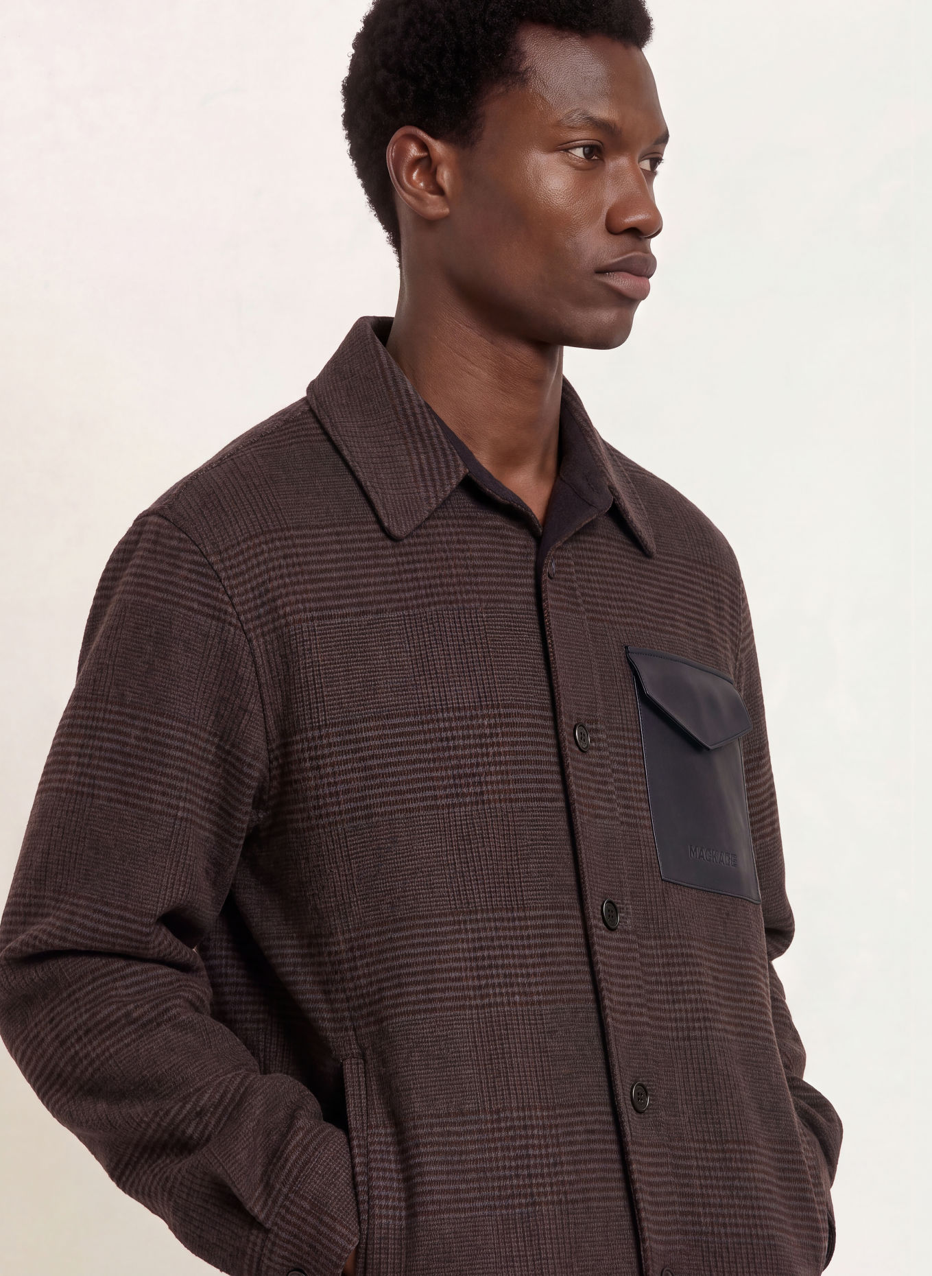 Mackage Overjacket EMMANUEL-PL: BRUIN / DONKERGRIJS / DONKERBLAUW