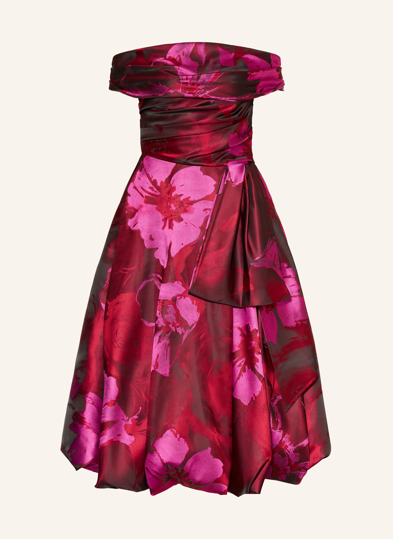 TALBOT RUNHOF Robe à épaules dénudées en jacquard: 344 CRANBERRY