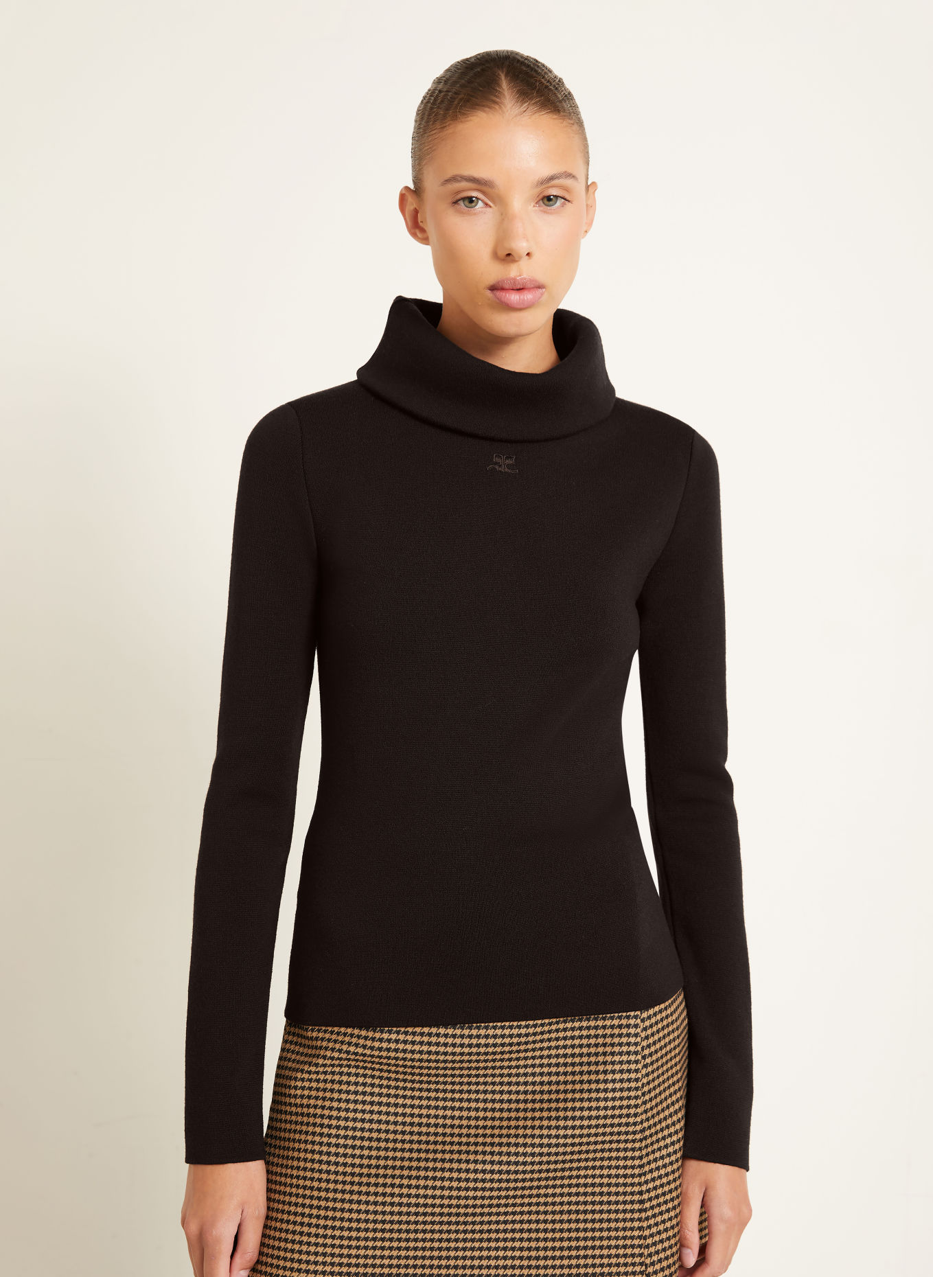 Courrèges Merino wool Turtleneck sweater: DARK BROWN