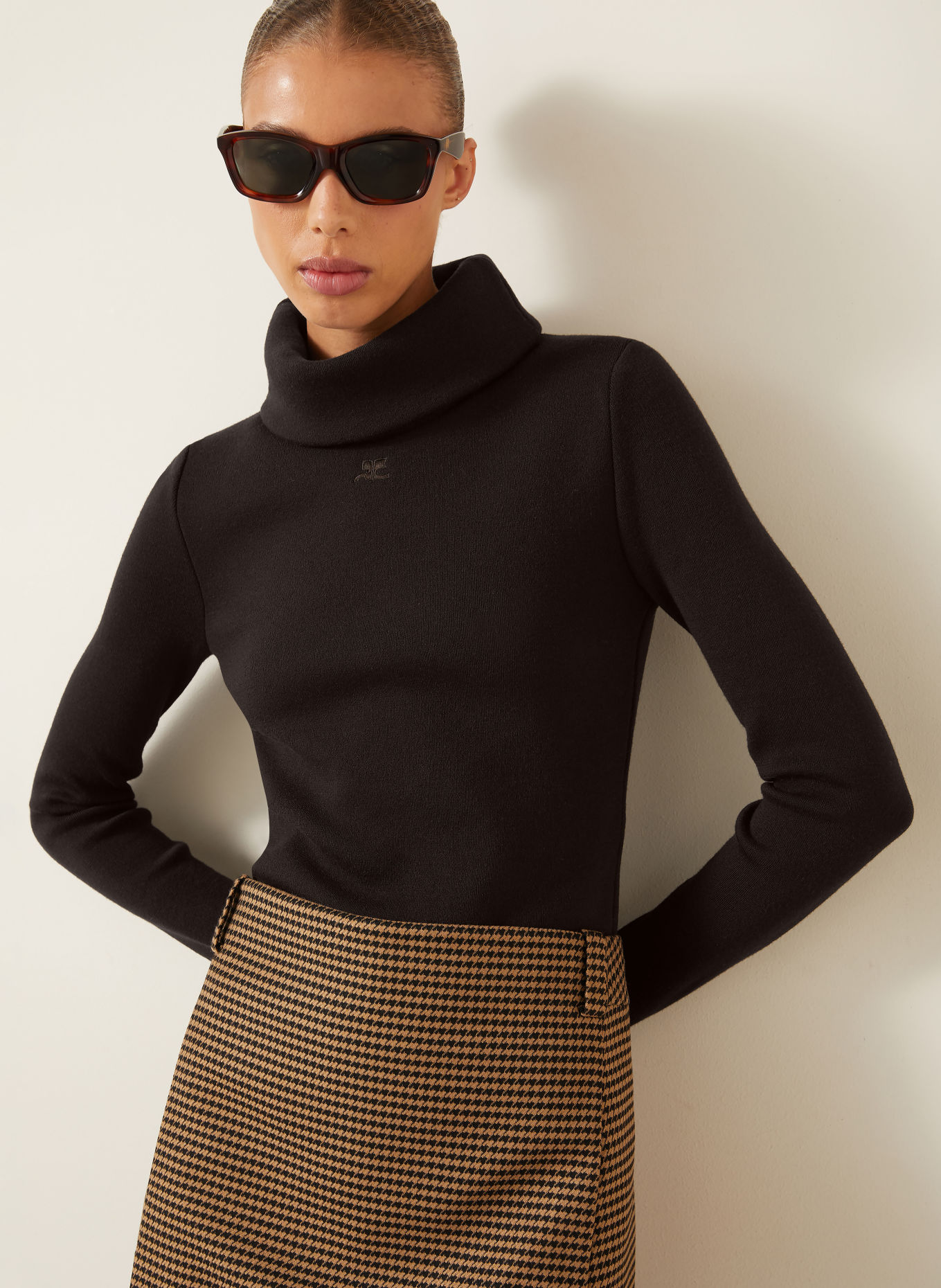 Courrèges Merino wool Turtleneck sweater: DARK BROWN