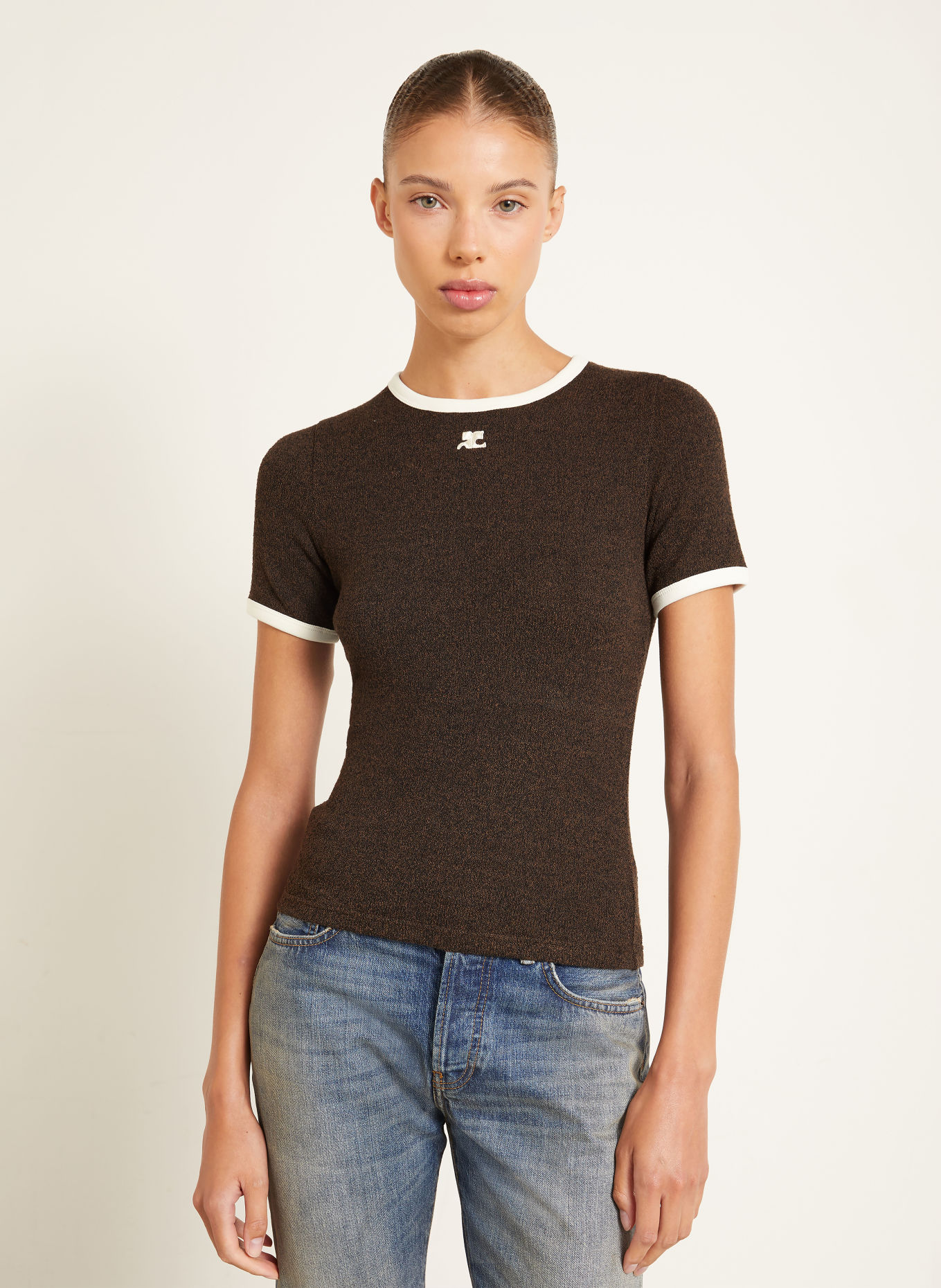 Courrèges T-Shirt HEATHER: DUNKELBRAUN / DUNKELBLAU