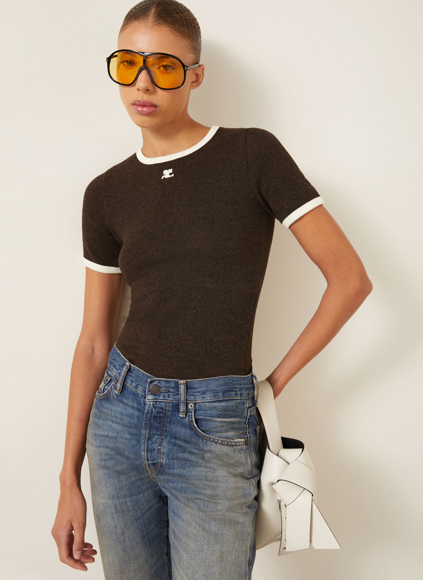 Courrèges T-Shirt HEATHER: DUNKELBRAUN / DUNKELBLAU