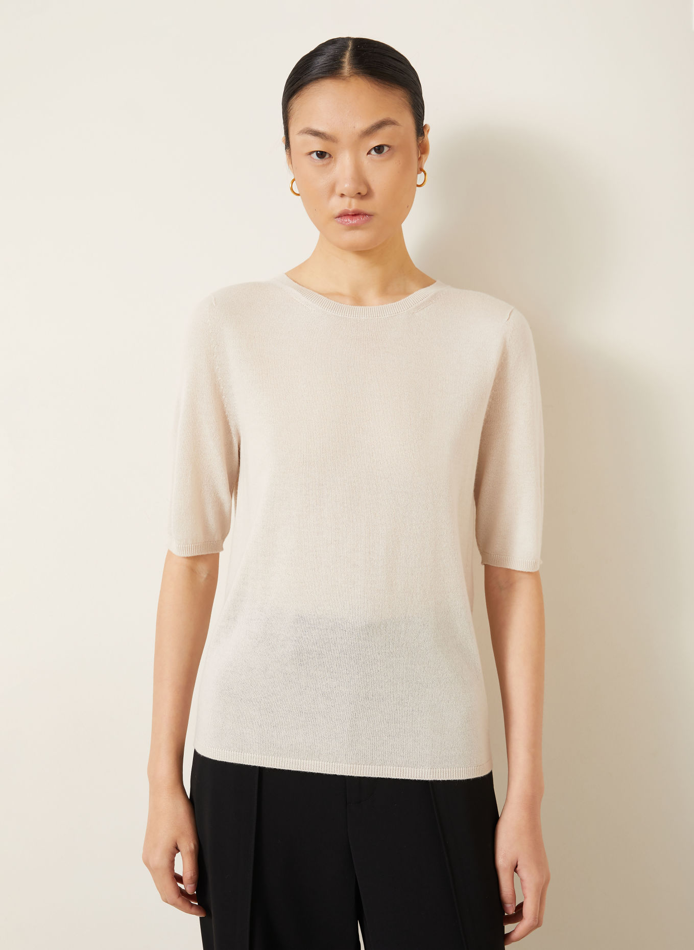 IRIS von ARNIM Cashmere knit shirt: ECRU